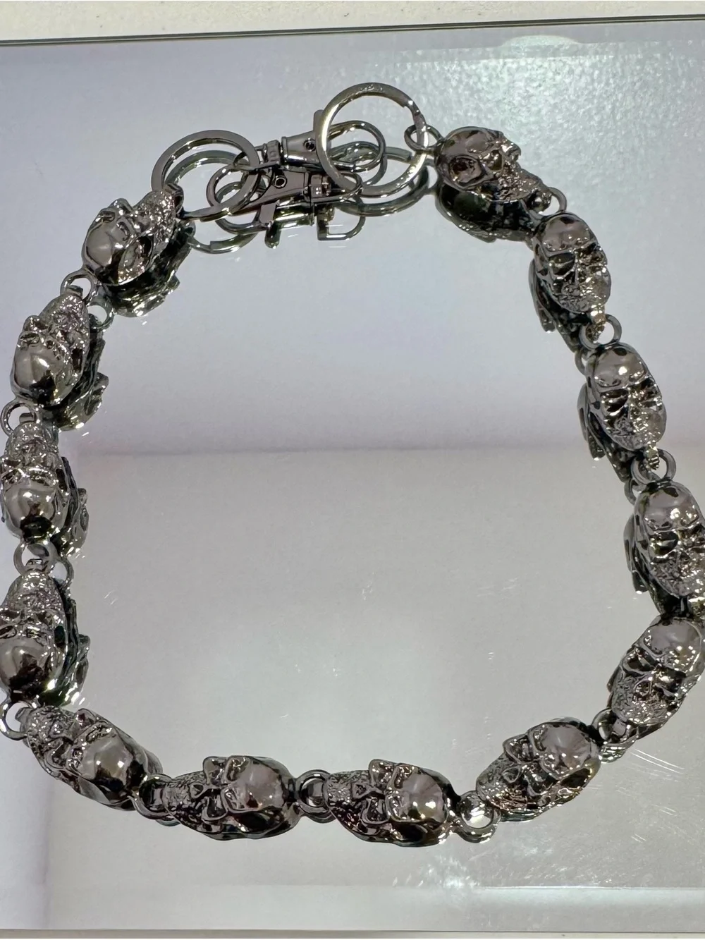 New Gunmetal Skull Bag Chain 18 inches